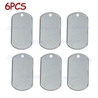 ZONESUN Wholesale 12Pcs Blank Military Army Identity Tag Stainless Steel Men Tags Necklace Personality Necklace Dog ID Tags for Men Pendant 6 pcs Size: 50x28x0.4mm sidabras