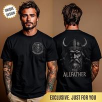 Odin T-Shirt Norse Mythology Shirt Nordic Pagan Allfather Tee with Ravens & Runes Dark Folklore Viking Shirt Valhalla Tee Norse Gift 4XL