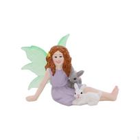 Girl and Hare Figurine Resin Micro Landscape Ornament Cute Pot Decoration
