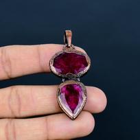 Ruby Pendant Gemstone Jewelry, Copper Electroformed Handmade Pendant, Latest Design Jewelry 2.55 Inches