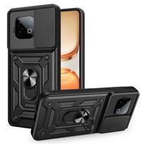 Funda for vivo iQOO Z10 Turbo Pro 5G Case Armor Slide Camera Lens Protection Ring Stand Back Cover for iQOO Z10 Turbo Capa vivo iQOO Z10 Turbo juoda