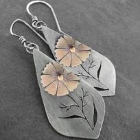 Vintage Ethnic Silver Color Metal Carving Leaf Flower Dangle Earrings for Women Jewelry sidabras