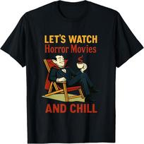 Let's Watch Horror Movies and Chill Dracula T-Shirt S juoda