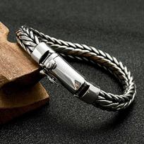 Glossy Woven Bracelet Men's Personalized Handmade Thai Silver Old Retro Chain Simple Gift 18cm