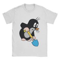 Mole Digging T Shirt for Men Cotton Vintage T-Shirts Krtek Little Maulwurf Cute Cartoon Tees Short Sleeve Clothes Graphic S įvairiaspalvis