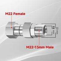 Premium Stainless Steel M22 Rotating Connector 14MM/15MM: High Pressure Washer Gun Swivel Joint, Anti-Tangle Hose Adapter