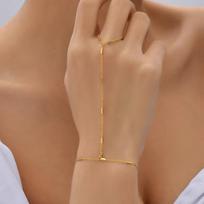 Simplicity Metal Copper Tube Chain Bracelet for Women Ladies Light Luxury Fine Chain One-Piece Bracelet Ring Jewelry Accessories