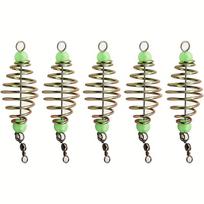5Pcs Fishing Bait Trap Cage, Spring Feeder Basket Holder, Lure Bait Cage Fishing Accessories, Carp Fishing Tackle for Easy Bait auksinė