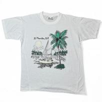 Vintage 80s St. Maarten Tropical Palm Tree Ocean Beach Graphic Souvenir T-shirt M