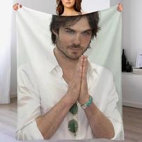 Ian Somerhalder Damon Salvatore Throw Blanket Soft Comfort Blanket for Reading Watching TV Size: 75*100cm, Weight: 230 GSM