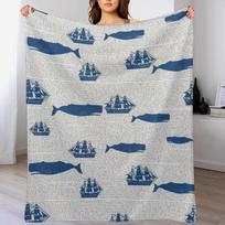 moby dick Throw Blanket Lightweight Cozy Blanket for Bed Sofa Size: 75*100cm, Weight: 230 GSM