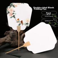 TaTanice Thick Double-Sided Xuan Paper Round Fan, Blank Paper Fan for Children's DIY Painting And Lacquering, 2-Piece Set, Feixia