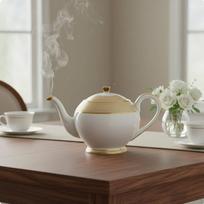 European Teapot Gift Box Included Vintage Floral Tea Pot Light Luxury Drinkware for Couples, Gold Spiral