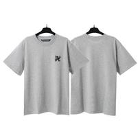 24SS cross-border European and American tide brand palm angel micro-label letter printing short-sleeved T-shirt men's and women's American high s S pilka spalva