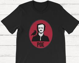 Poe Portrait Short-Sleeve Unisex T-Shirt, Edgar Allan Poe T-Shirt, Poe Merch, Classic Book Shirts, Books Shirts, Literary Tees, Booklovers M