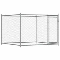 vidaXL Cage pour chien avec porte gris 2x2x1,5 m acier galvanisé