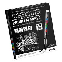 12Pcs Acrylic Paint Pen Brush Tip for Journaling-12 black