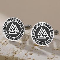 Dawapara Odin Knot Valknut Cufflinks Norse Mythology Symbol Elder Futhark Runes Jewelry Stainless Steel Accessories
