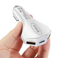 7a automobilinis įkroviklis Qc3.0 USB Type-c greito įkrovimo automatinis įkroviklis Mobiliojo telefono lizdo adapteris Maitinimo lizdas Mobiliojo telefono įkroviklis automobiliui