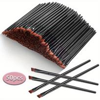50pcs Disposable Angled Brow Tint Brushes (Black) - Eye Makeup Brush for Eyeliner Tinting, Bulk Salon Beauty Tool, Esthetician Cosmetic Supplies brow brush Black