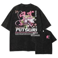 Demon Slayer Mitsuri Kanroji  Love Hashira  Vintage Washed Oversized T-Shirt | Unisex Anime Streetwear Tee L