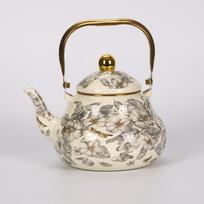 Vintage Enameled Tea Kettle, Steel Teapot With Floral Pattern, Colorful Porcelain Enamel Tea Kettle, For Stovetop, Home Kitchen Decor One Size
