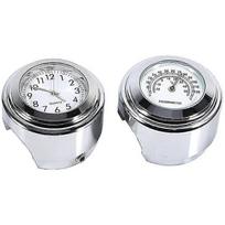 Motorcycle Handlebar Watch, 7/8  waterproof Motorcycle Handlebar Mount Digital Clock And Temp Thermometer White gray