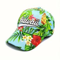 Tropical Palm Leaf Trucker Hat Hawaii Style Baseball Cap Adjustable Breathable Dad Hat for Men Women Beach Vacation Sun Caps mėlyna