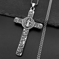 Catholic Saint Benedict Cspb Medal Pendant Necklace for Women Men Stainless Steel Silver Color Chain Jewery san benito Gift