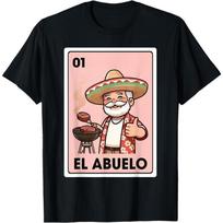 El Abuelo Grilling Grandpa Mexican Bingo Card Unisex T-Shirt Cotton Menswear Man S