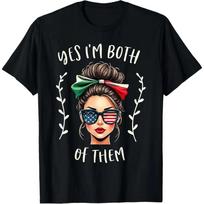 Half Mexican American Yes I'm Both of Them Mexico USA Flag T-Shirt Cotton Tee XXXL