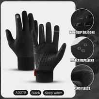 Autumn Winter Outdoor Cycling Gloves Gym Fitness Sports Running Warm Touch Screen Nonslip Gloves Motorcycle Gloves Men Black L juoda