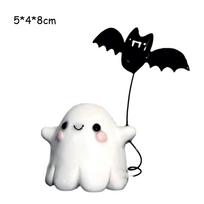 1Pc Halloween Cute Ghost Putting Bat Ornaments, Ghost Bat Desktop Party Decoration, Party Small Gift, Little Finger Cute Ghost