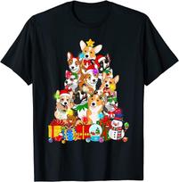 BEST! Funny Corgi Christmas Tree Lights Puppy Corgi Dog Lover Tee S-3XL S