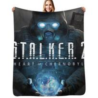 STALKER 2: Heart of Chernobyl Throw Blanket Stain Resistant Cozy Warm Blanket Size: 75*100cm, Weight: 230 GSM black