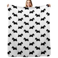 Scottish Terrier Silhouette(s) Black Scottie Dog Throw Blanket Shaggy Furry Soft Blanket for Bedroom Living Room Size: 75*100cm, Weight: 230 GSM