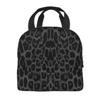 Black Leopard Print Print Lunch Box Waterproof Thermal Cooler Food Insulated Lunch Bag Kids for Kids Portable Picnic Tote Bags One Size
