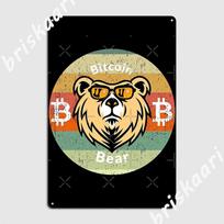 Bitcoin Bear Grunge Metal Sign Design Club Kitchen Wall Decor Tin Sign Posters 20X30CM