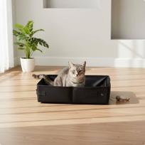 Foldable Cat Pet Waste Container Lightweight Travel Litter Pan for Outdoor, Car Black S Black S