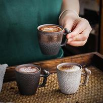 Barista Style Espresso Cup Set Handmade Stoneware Mugs for Latte Art Coffee Tea Breakfast Rustic Home Kitchenware 86ML