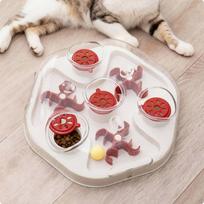 Interactive Cat Puzzle feeder Toy Mental Maze MultiFunction Pet Accessory for Cats, Kittens, White Red