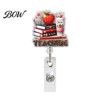 Name Tag Holder Reel Cute Glitter Badge Reels, Acrylic Retractable with Clip, ID Card for Nurse Teacher Keychain A
