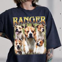 Custom Name Dog Bootleg Shirt, Vintage Pitbull Photo Shirt, Personalized Pet Picture Tee, Dog Lover Shirt, Pet Name Tee, Dog Mom Gift 2XL