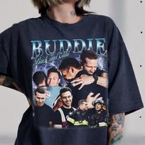Buddie Marškinėliai, Senoviniai Buko ir Eddie Retro Marškinėliai, 9-1-1 Lapių Serialo 90-ųjų Bootleg Marškinėliai, Evan Buckley Ryan Guzman Grafiniai Marškinėliai, TV Gerbėjų Dovana 2XL