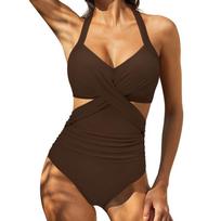 Vienetiniai Tankini maudymosi kostiumėliai plius dydžio Brazilijos paplūdimio Push-Up maudymosi kostiumėlis aukštu juosmeniu Bodysuit Monokini bikini S ruda