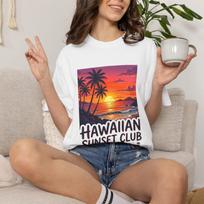 Hawaiian Sunset Club Collection | Tropical Palm Beach Graphic Tees, Plush Blanket & Vinyl Stickers XL