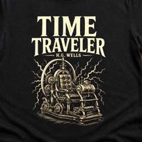 Time Traveler Shirt, HG Wells T-Shirt, Steampunk Graphic Tee, Sci Fi Bookish Top, Classic Literature Gift, Vintage Book Lover Clothing 4XL
