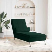 Massage Chaise Lounge with Roller, Dark Green, Velvety