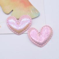 30Pcs 43*35mm Glitter Heart Applique Padded Patches for Clothes Hat Crafts Sewing Supplies DIY Headwear Hair Clips Bow Decor rožinė