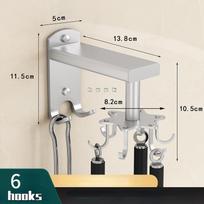 Upgraded Multi-functional 8-claw Space Aluminum 360-degree Rotary Hook Traceless Hook for Household Kitchen Punch Free Stick Hook